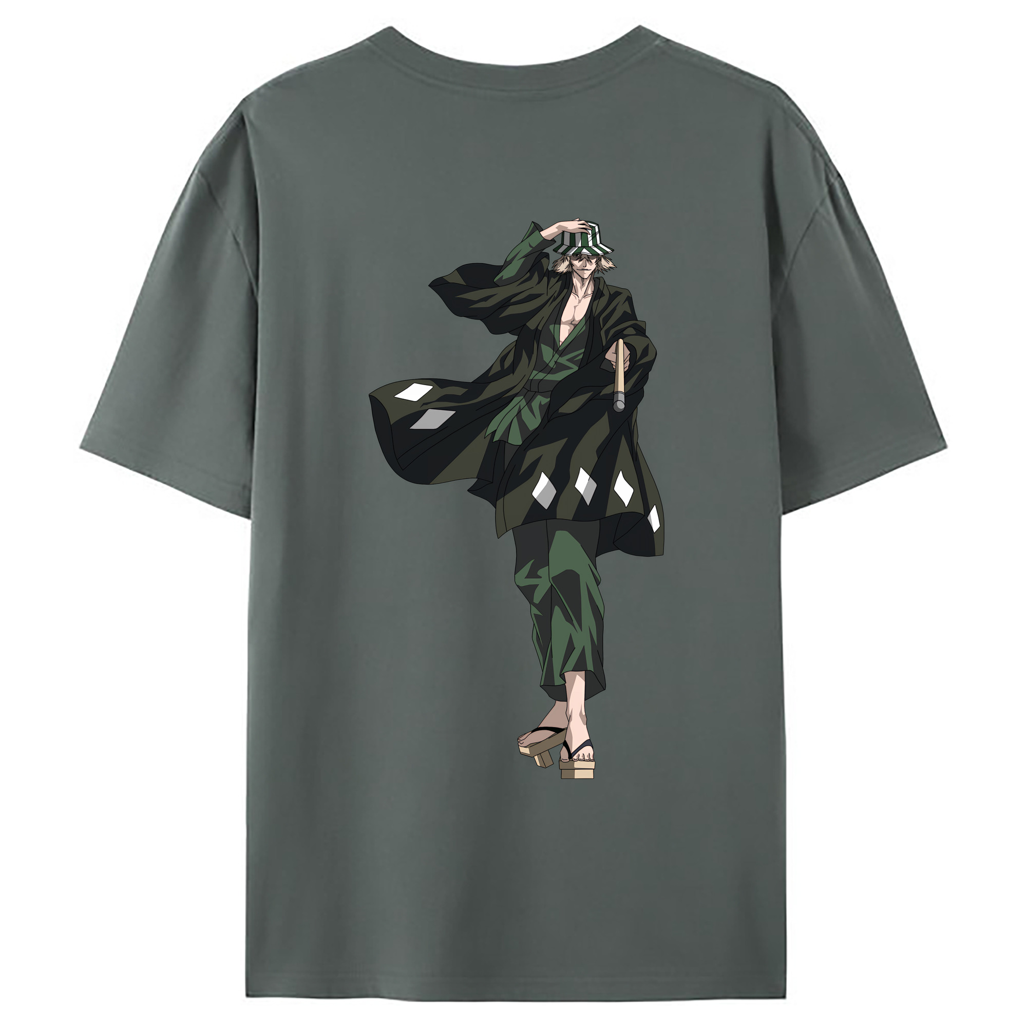 （画像用） "ブリーチ 浦原 喜助（うらはら きすけ） BLEACH Urahara Kisuke " 綿100％ メンズ半袖Tシャツ（バックプリント） 通気性